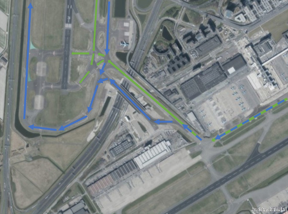Less congestion in SW corner after splitting departure flows (for runway 36L and 36C)